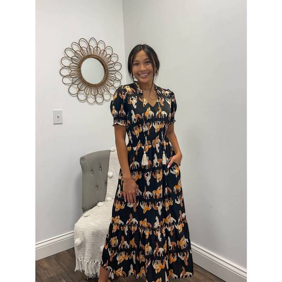 NEW THML horse print maxi dress in black - Picture 3 of 3